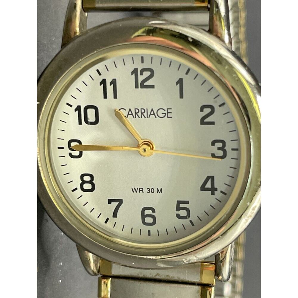 Carriage by Timex Analog Wristwatch WR 30M Silver & Gold Tone Expansion Band